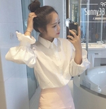 2016春季新款韩版女装甜美百搭学院风泡泡袖长袖衬衫学生内搭衬衣