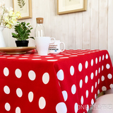 现代简约 纯棉桌布布艺 红色波点餐桌布 时尚茶几布 台布 盖布