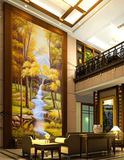 欧式油画大型壁画玄关背景墙纸壁纸阳光金色树林小路拓展空间风景