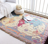 外贸原单美式乡村 世界地图 棉线毯子 客厅布艺沙发 地毯茶几地垫