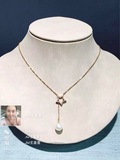 五角星配珍珠可调节项链 18k金+锆石+天然珍珠 18寸 专业定制