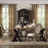 美式实木餐桌 橡木做旧长方形桌餐台饭桌小户型餐桌椅组合可定制
