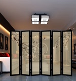 现代中式屏风隔断时尚简约客厅移动折叠玄关卧室半透明布艺折屏