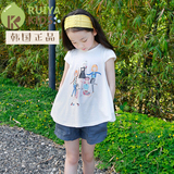 童装2016新款夏季韩版女童短袖t恤夏装儿童中大童纯棉打底衫上衣