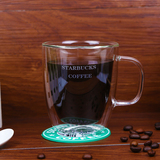 定制LOGO加厚双层星巴克玻璃咖啡杯透明隔热耐热水杯子奶茶杯包邮