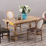欧式实木餐桌美式复古做旧组合餐桌椅咖啡厅西餐厅餐桌长方形桌子