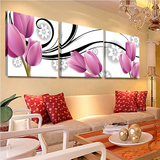 三拼花卉客厅现代装饰画餐厅墙壁画卧室装饰画无框画沙发墙挂画