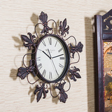 欧式创意客厅挂钟铁艺卧室静音电池时钟宜家墙上挂件简约装饰品