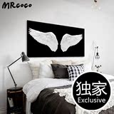 黑白创意天使翅膀壁画创意个性现代床头画墙面极简无框画艺术墙画