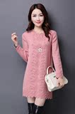 2016春装新款女韩版针织羊毛衫中长款显瘦打底衫纯色包臀连衣裙潮