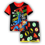 夏季款男童复仇者英雄联盟超人蝙蝠侠卡通睡衣儿童家居服短袖套装