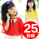 2016夏装女童雪纺衫半袖t恤韩国夏季韩版中大童装短袖宝宝上衣