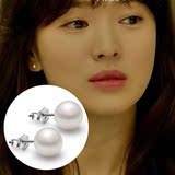 老银匠S925银天然淡水珍珠耳钉女时尚日韩国耳环防过敏银饰品包邮