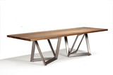 美式实木板式会议桌条形会议桌简约现代洽谈桌铁艺长桌多人大餐桌