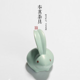 奉茗汝窑茶宠兔子 可养开片 陶瓷精品摆件 茶玩茶艺饰品