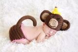 新生婴儿童拍照服装宝宝百天满月摄影衣服猴年针织小猴子造型服饰
