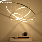 简约led客厅吊灯个性后现代创意卧室灯大气铝材圆圈环形餐厅灯具