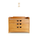原创日式木质化妆品置物架收纳盒桌面抽屉式首饰复古办公储物包邮