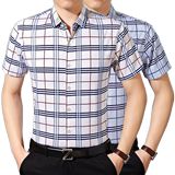 2016夏季新款中年男士短袖方领衬衫丝光棉薄款宽松半袖休闲中老年