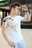 中国风男式短袖T恤3D龙纹图案印花衣服2016夏装新款修身汗衫半袖