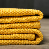 天鹅湖 黄色纯棉手工编织布艺地垫门垫卧室地毯脚垫飘窗瑜伽地垫