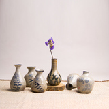 陶瓷手绘迷你小花插花瓶古朴禅意 手工桌面花器创意家居装饰品
