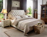 布艺床欧式床简约现代婚床 铆钉拉扣双人床1.8米软包美式床小户型