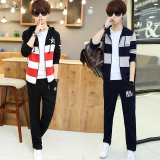 新款中学生春秋季青少年运动套装男时尚外套休闲韩版修身卫衣套装