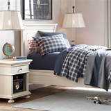 美式乡村公主房实木床 简约卧室实木家具套装 欧式优雅橡木单人床