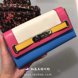 知品美国代购直邮COACH蔻驰女包swagger长款钱包女手拿包搭扣真皮