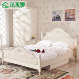 韩式床田园床儿童床1.2米单人公主1.5米白色简约欧式实木床储物床