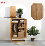 新中式简约大衣柜 老榆木免漆面条柜 明清仿古衣柜储物柜实木家具