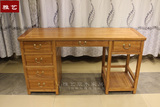 老榆木书桌免漆实木办公桌现代中式电脑桌写字桌书桌定做