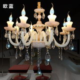 欧式吊灯蜡烛水晶客厅灯大气卧室吊灯现代奢华餐厅灯白色玉石吊灯