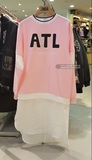 韩国正品代专柜16春季女款时尚假俩件套卫衣中长款连衣裙粉色NBA