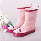 韩国儿童雨鞋粉色女童雨鞋亲子雨靴KT猫可保暖雨鞋防水防滑套鞋女