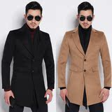 冬季韩国代购男装韩版青年风衣中长款羊绒外套男士修身羊毛呢大衣