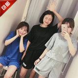 韩国ulzzang原宿bf学院风宽松短袖T恤短裤两件套休闲运动套装女夏
