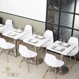 现代 浅白色 休闲桌椅组合 甜品桌椅 奶茶店桌椅 面包店桌椅组合