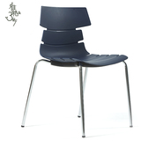 创意简约伊姆斯休闲塑料椅子靠背镀络钢管椅家用办公餐椅电脑书桌