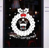 2017热卖新年圣诞节橱窗贴纸圣诞装饰画双面橱窗玻璃墙贴驯鹿花环
