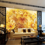 大型3D立体现代中式花朵主题壁画沙发客厅电视背景墙壁纸酒店墙纸