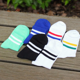 韩国男女袜四件常规运动长袜情侣袜 热卖防臭袜子 纯棉袜