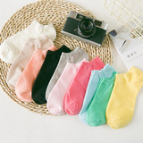 韩国夏季全棉女士纯棉船袜 浅口隐形男袜子 常规情侣短袜