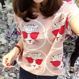 KOKO正品韩版2016春夏新款打底衫百搭大码显瘦上衣女纯棉印花T恤