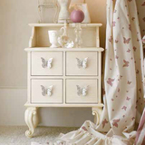 床头柜蝴蝶柜法式复古白做旧收纳柜床边储物柜儿童简约储物柜定制