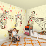 卡通乐谱音符 无缝大型壁画 幼儿园学校音乐教室墙纸 儿童房壁纸