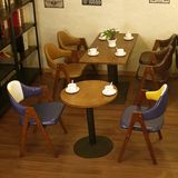 咖啡厅桌椅组合北欧实木餐椅西餐厅复古桌椅奶茶店椅家用实木餐椅