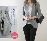 日本原单亚麻气质修身显瘦中袖七分袖一粒扣薄款小西装外套女春夏