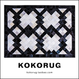 欧美客厅家庭地毯设计师抽象图案现代卧室新款茶几黑白色几何风格